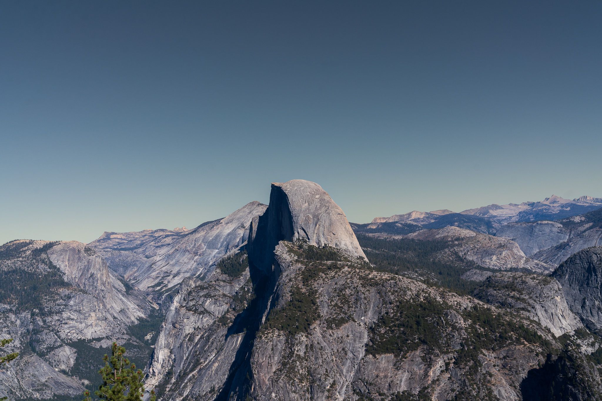 Half Dome under a clear blue sky