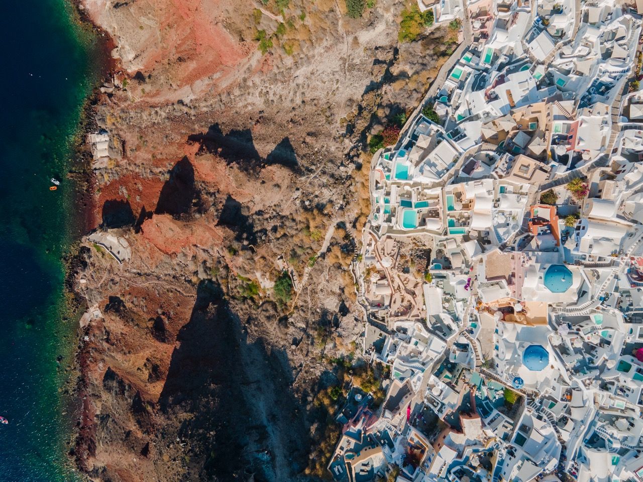Aerial view of Santorini